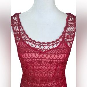 Victoria’s Secret Gold Label Red Crochet 90’s Crochet Knit Dress Size Medium